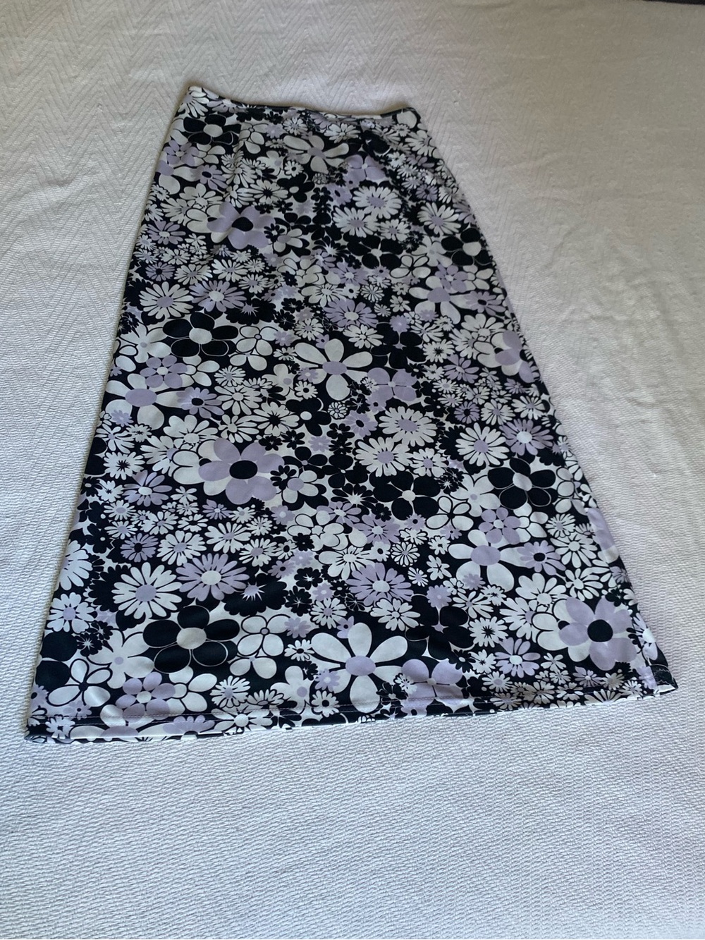 Y2K Aqua Blues Black and Lavender Floral A-Line Skirt size Medium